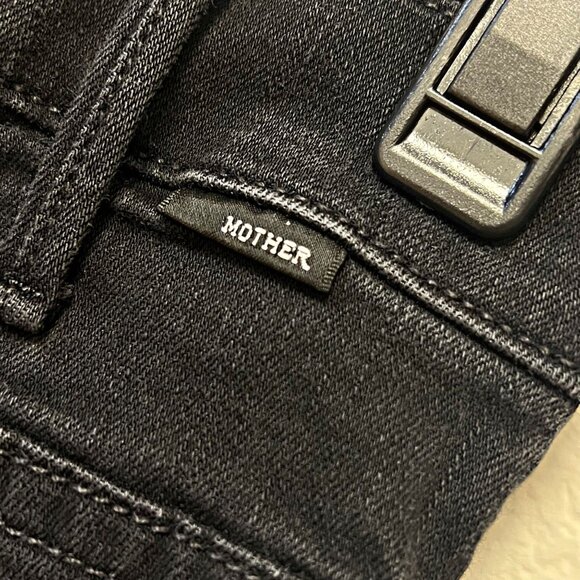 MOTHER The Hustler Ankle Fray Jeans High Rise Wide Leg Black Wash Not Guilty - Picture 11 of 12